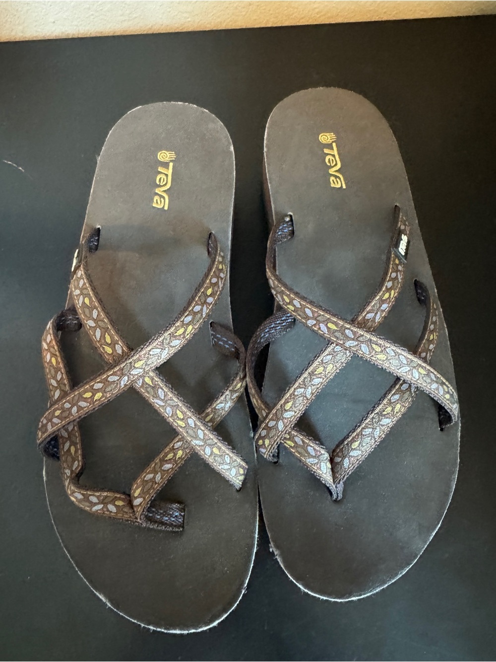Teva Brown Strappy Flip Flop Sandals| Wedge |